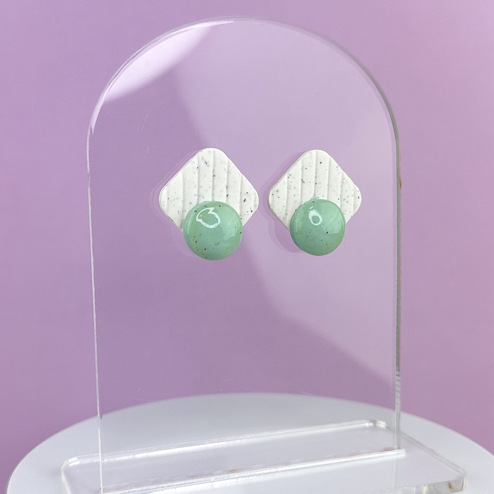 Line Texture Design Handmade Polymer Clay Statement Stud Earrings